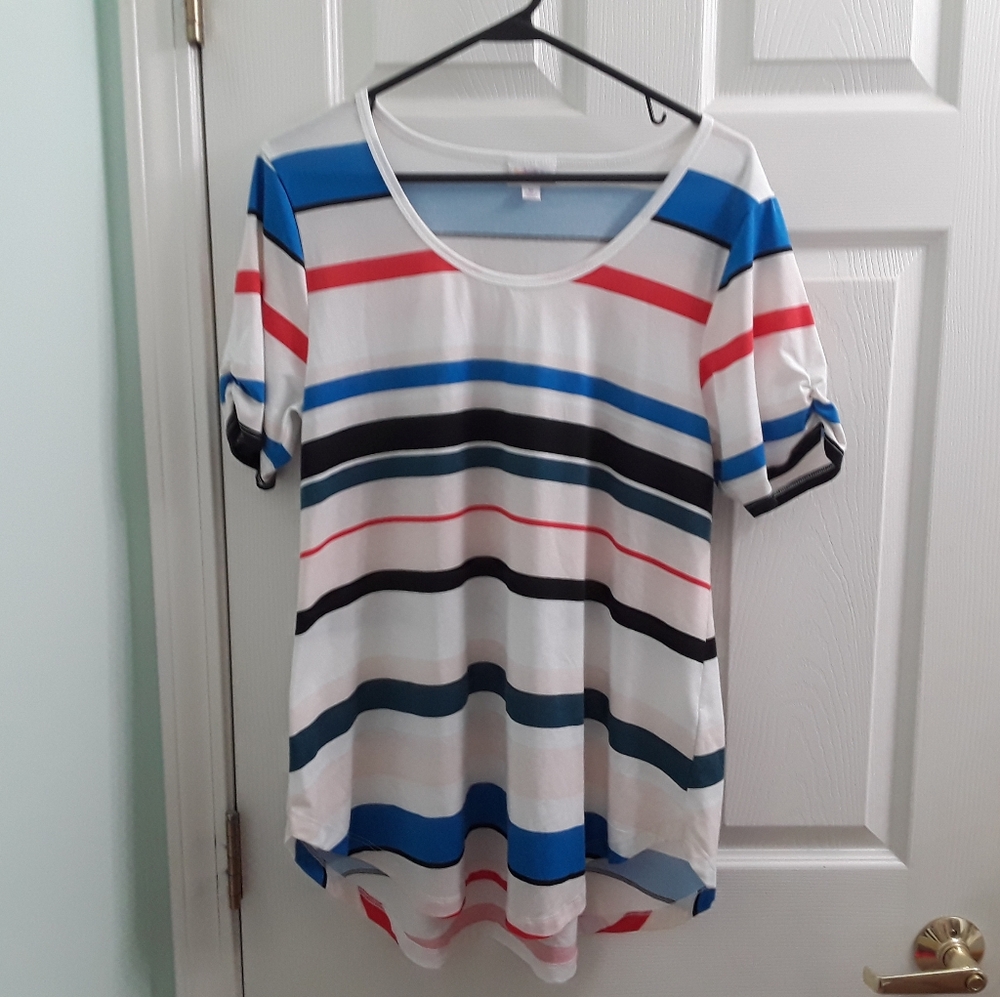 Lularoe Striped Irma Tunic Tee Unicorn